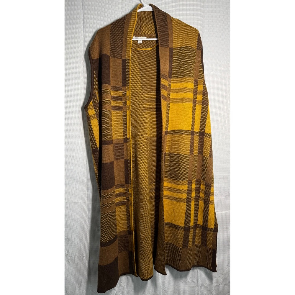 Cato‎ Vest Cardigan Acrylic Plaid Open Front Longline Plus Size Boho 18/20W